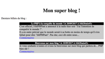 Blog avec commentaires